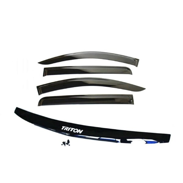 TRADIESCHOICE Bonnet Protector + Weathershields for Mitsubishi Triton MN ML 2006-2014 - Complete Protection and Style Package