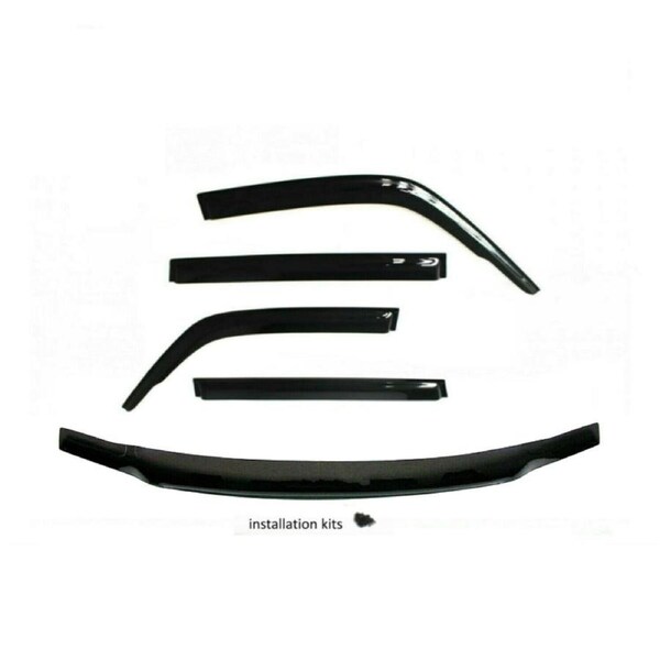 TRADIESCHOICE Bonnet Protector & Window Visors Weather Shield for Nissan Patrol GU4+ Y61 2004-2016 - Style and Protection