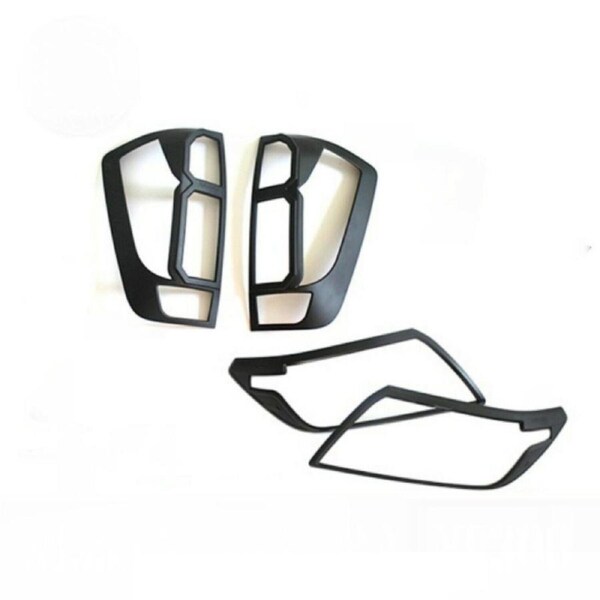 TRADIESCHOICE Black Head Light and Tail Light Lamp Covers for Nissan Navara NP300 2015-2020 D23 - Stylish and Protective Enhancements