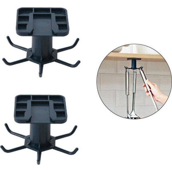 Catzon 2 Pack Under Cabinet Utensil Holder Hanger Hook for Kitchen and Bathroom -Blue