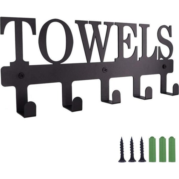 Catzon Aesthetic Bathroom Towel Rack for Wall Mount Space Saving Towel Holder Hooks -A