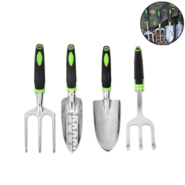 Catzon 4 Pack Garden Tool Set Garden Hand Shovels Aluminum Alloy Garden Trowels with Ergonomic Rubberized Non-Slip Grip