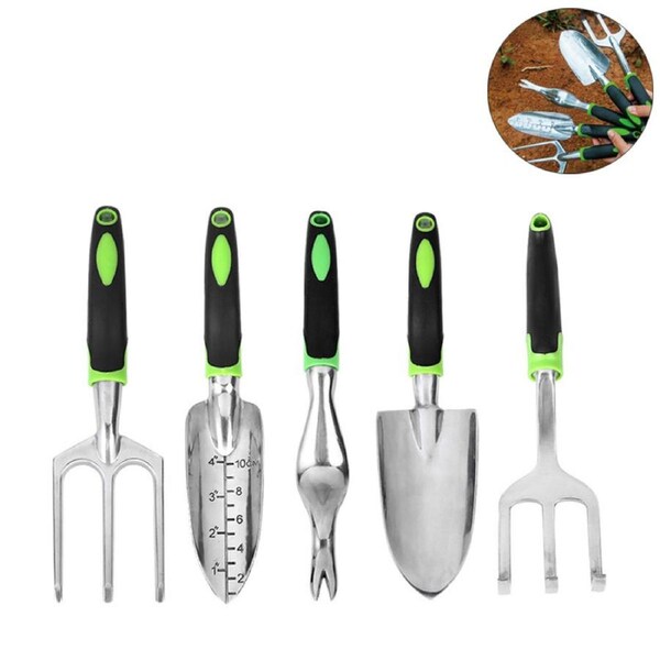 Catzon 5 Pack Garden Tool Set Garden Hand Shovels Aluminum Alloy Garden Trowels with Ergonomic Rubberized Non-Slip Grip
