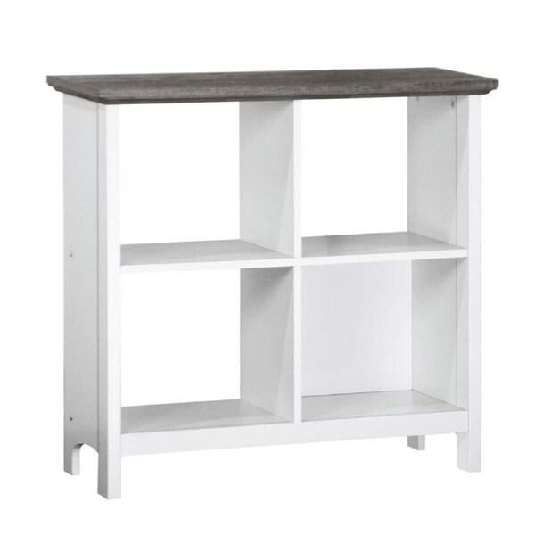 Maestro Furniture Beanca 4-Cube Bookshelf Low Bookcase Display Cabinet - Grey Oak & White
