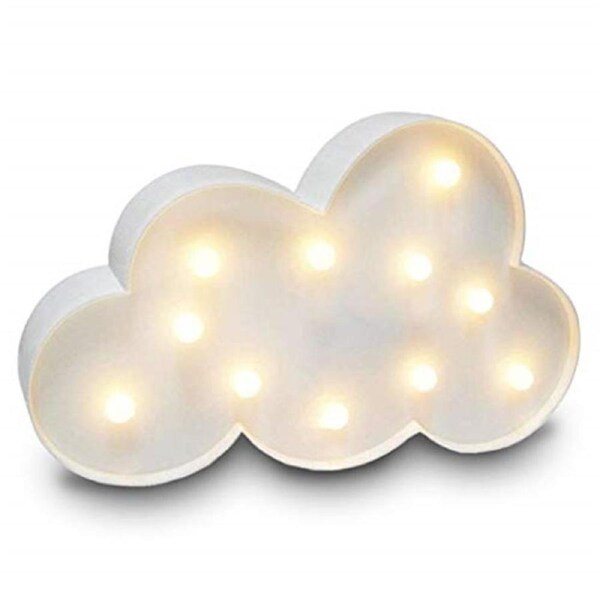 Catzon 3D Cloud Light Marquee Logo Night Light Battery Powered Party Birthday Decorations -White