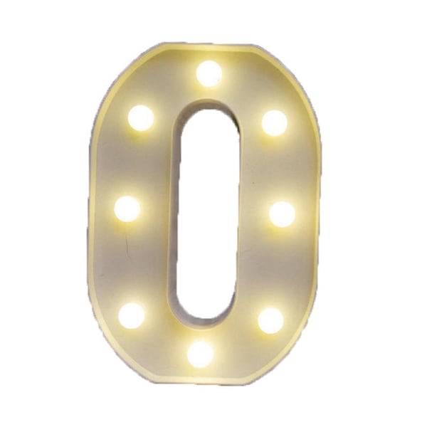 Catzon Decorative Led Light Up Number Letters White Plastic Marquee Number Lights Sign Party Wedding Decor Battery Operated (O)
