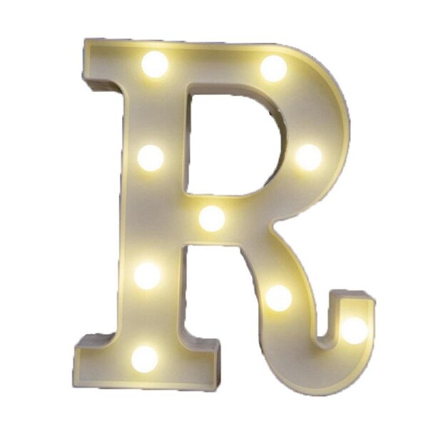 Catzon Decorative Led Light Up Number Letters White Plastic Marquee Number Lights Sign Party Wedding Decor Battery Operated (R)