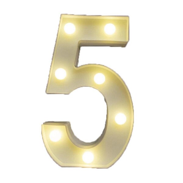 Catzon Decorative Led Light Up Number Letters White Plastic Marquee Number Lights Sign Party Wedding Decor Battery Operated (5)