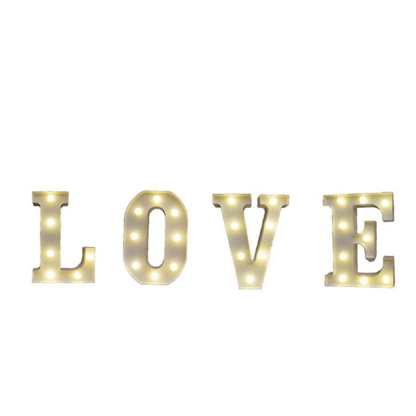 Catzon Decorative Led Light Up Number Letters White Plastic Marquee Number Lights Sign Party Wedding Decor Battery Operated (Love)