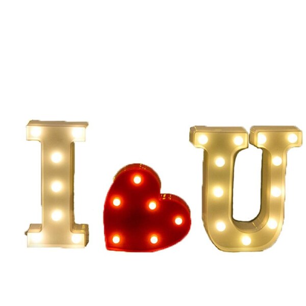 Catzon Decorative Led Light Up Number Letters White Plastic Marquee Number Lights Sign Party Wedding Decor Battery Operated (IU)