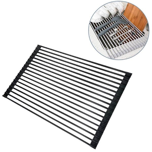 Catzon Over The Sink Multipurpose Roll-Up Dish Drying Rack 52*33CM-Black