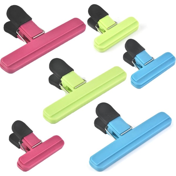 Catzon 6 Pcs Reusable Food Plastic Bag Sealing Clips Assorted Colors for Kitchen Snacks and Foods