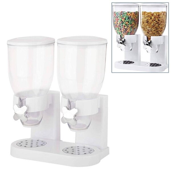 Catzon Dry Food Cereal Control Convenient Storage Dual Control White