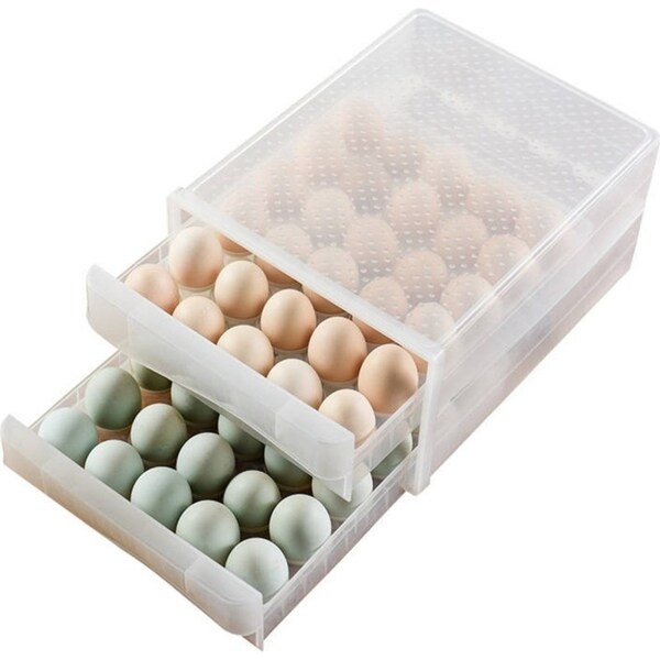 Catzon 60 Grid Large Capacity Egg Holder Fresh Storage Box for Fridge Multi-Layer Chicken Egg Storage Container
