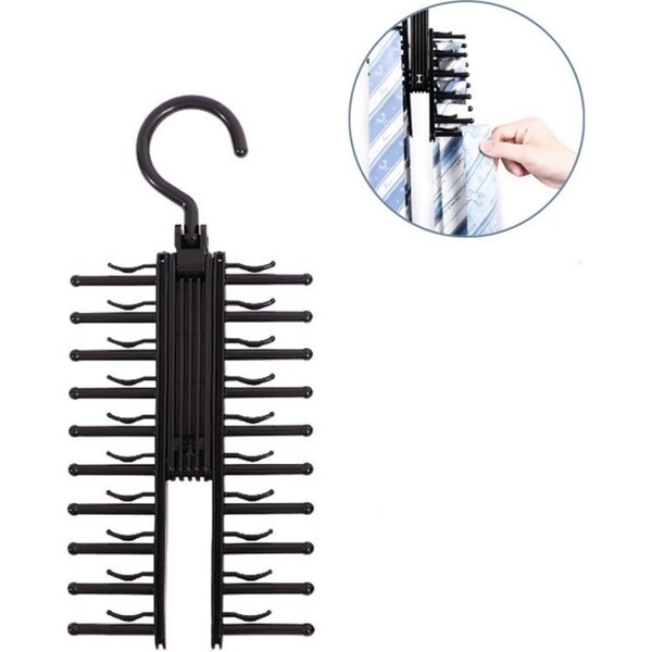 Catzon Tie Rack Holder Rotatable Organizer and Storage Rack 1 Pack -Black