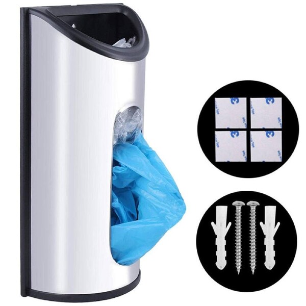 Catzon Stainless Steel Kitchen Plastic Bag Holder and Dispenser for Plastic Bags Easy Wall Mount Bag Saver