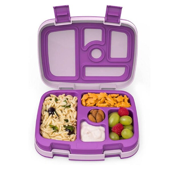 Catzon 5-Compartment Childrens Lunch Box Durable Leak-Proof Meal and Snack Packing -Purple