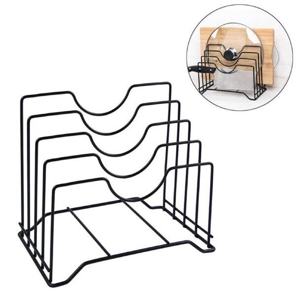 Catzon Simple Houseware Kitchen Pot Lid Rack Holder Organizer Black