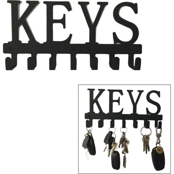 Catzon Keys Holder Hooks Organize Rack Wall Mounted Black