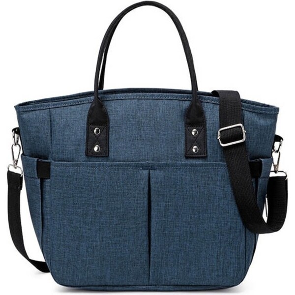 Catzon Insulated Lunch Bags Large Tote Adult Lunch Box with Shoulder Strap Side Pockets Blue