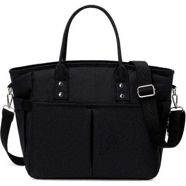 Catzon Insulated Lunch Bags Large Tote Adult Lunch Box with Shoulder Strap Side Pockets Black
