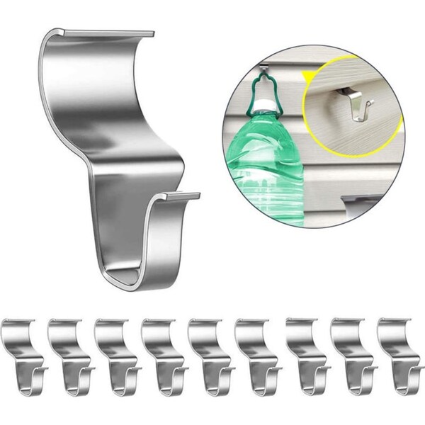 Catzon 10 Pack Vinyl Siding Hooks Heavy Duty Stainless Steel No-Hole Needed Siding Clips for Hanging