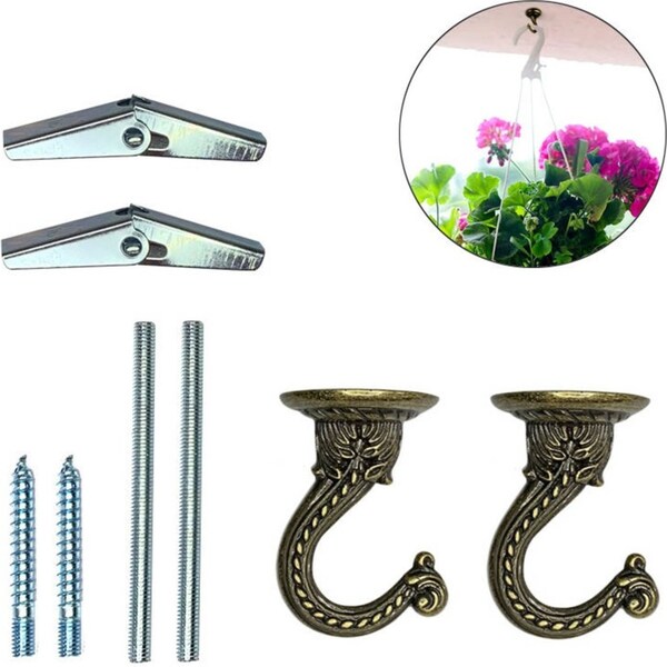Catzon 2 Pack Ceiling Hooks Heavy Duty Swag Hook with Hardware for Hanging Plants - Bronze