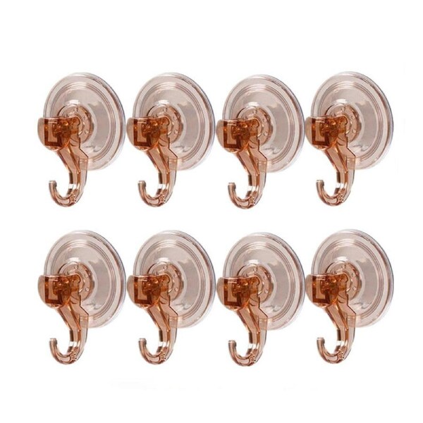 Catzon 8 Pcs Bathroom Amber Suction Hooks Reusable Vacuum Suction Cup Hook Multi-Use for Home
