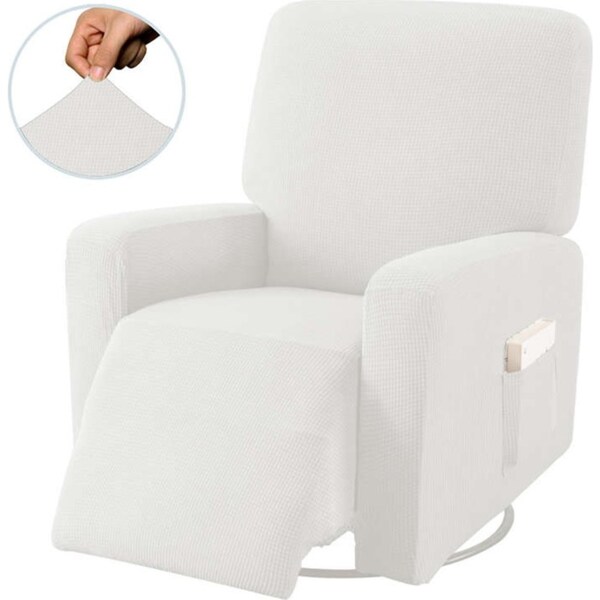 Catzon Recliner Stretch Sofa Slipcover Sofa Cover 4-Pieces Furniture Protector Couch Soft-White