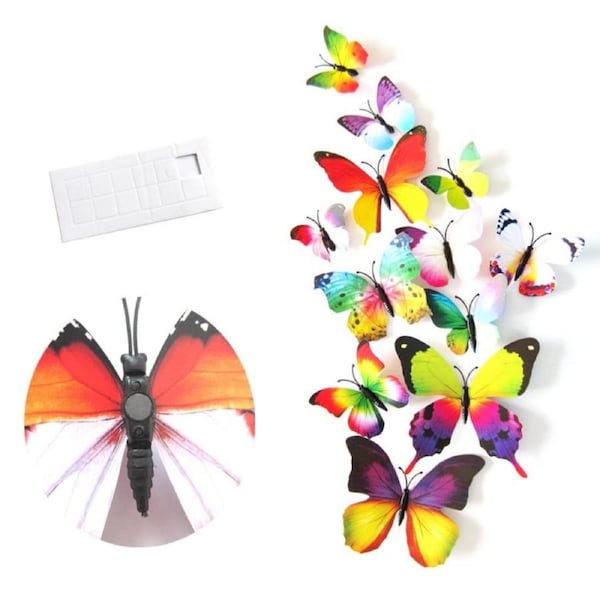 Catzon 3D Vivid Butterfly Wall Stickers Fridge Magnet Decoration for Room Background-H003 Rainbow