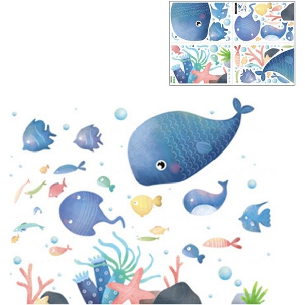 Catzon 2Pcs Creative Cartoon Removable 3D Wall Stickers Under The Sea World Shoal of Fish Decoration For Children Room-03