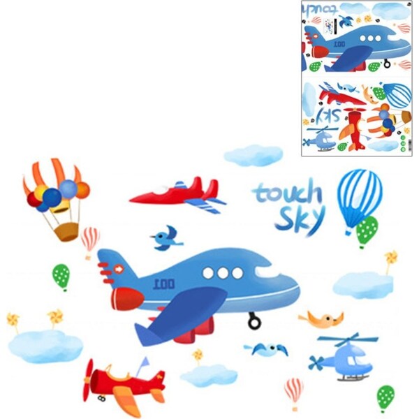 Catzon 2Pcs Creative Cartoon Removable 3D Wall Stickers Airplane & Hot Air Balloon Decoration For Children Room-08