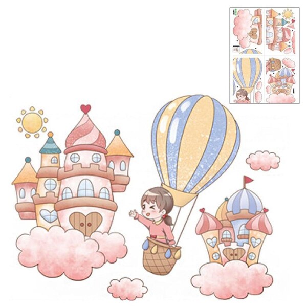 Catzon 2Pcs Creative Cartoon Removable 3D Wall Stickers Castle Girl Decoration For Children Room-19