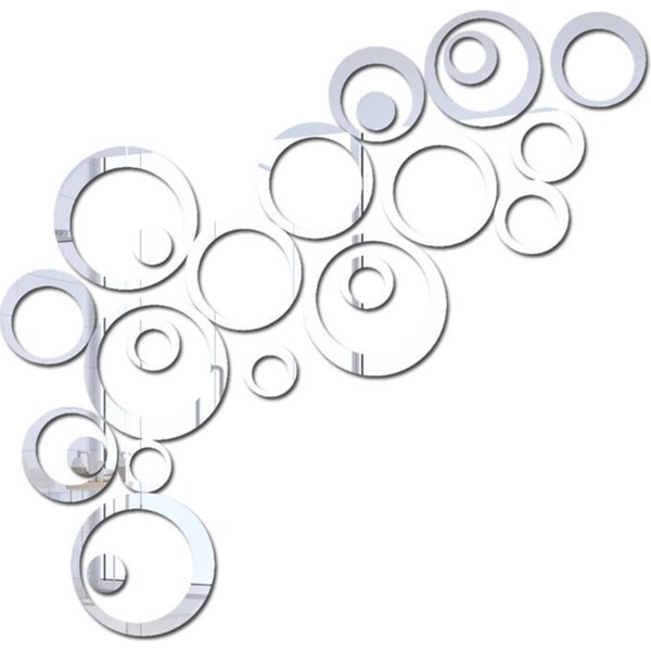 Catzon Removable 3D Acrylic Crystal Circles Rings Dots Home Art Decor Wall Stickers-Silver