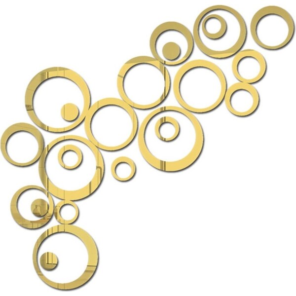 Catzon Removable 3D Acrylic Crystal Circles Rings Dots Home Art Decor Wall Stickers-Gold
