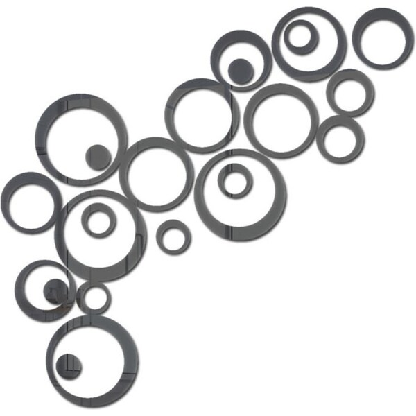 Catzon Removable 3D Acrylic Crystal Circles Rings Dots Home Art Decor Wall Stickers-Black
