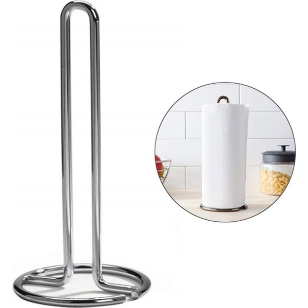 Catzon Simple Tear Standing Paper Towel Holder for Kitchen Countertop -Silver