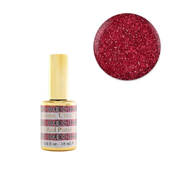 DND 184 Ultra Red Platinum - DC Platinum Collection LED Nail Gel Polish 18ml