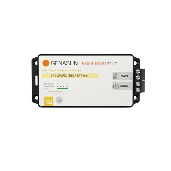 Genasun 8A MPPT 24V Voltage Boost (28.4V Lithium) Solar Charge Controller