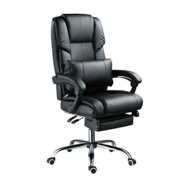 PU Leather 8-Point Massage Executive Office Chair w/ Lumbar Support Retractable Footrest