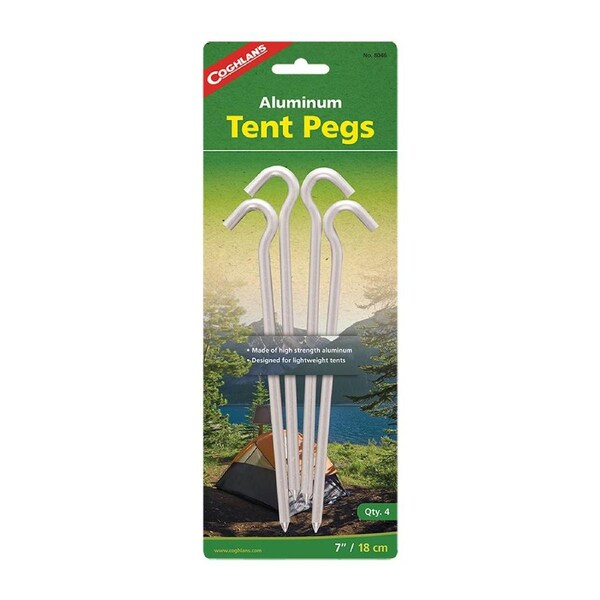 4pc Coghlans 18cm Aluminium Pegs Camping/Hiking Outdoor for Tent/Tarps Silver