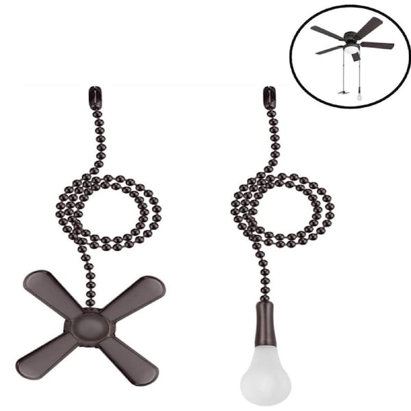 Catzon Fan Pull Chain 2 pieces 3mm Diameter Beaded Ball Fan Pull Chain 12 Inches Fan Pulls Set with Connector (ORB)