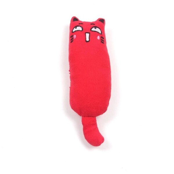 Catzon Catnip Filled Cartoon Mice Cat Teething Chew Bite-Resistant Catnip Toys-Red