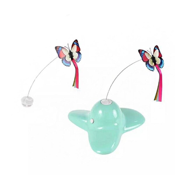 Catzon Cat Toy Butterfly Electric Flutter Rotating Kitten Toys with Replacement Butterfly-Green