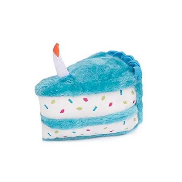 Catzon Pet Plush Doll Birthday Triangle Cake Squeaky Dog Toy-Blue