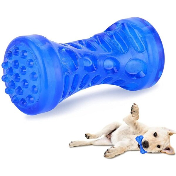 Catzon Pet Squeaky Chew Toys for Dogs Teething Cleaning-Short Dumbbell