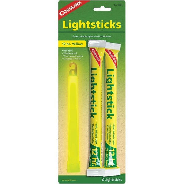 2pc Coghlans Yellow 12hr Lightsticks/Glow Sticks Camping/Hiking Outdoors Warning