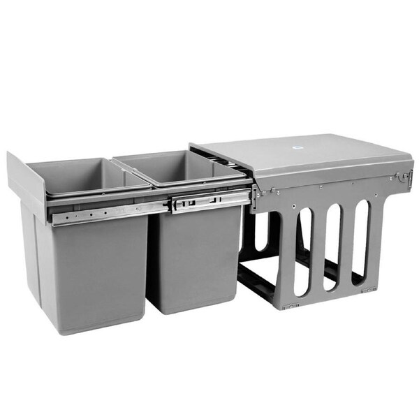 Pull Out Bin - Grey - 2x15L