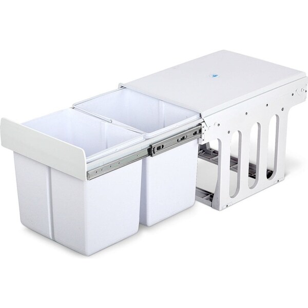 Plastic Frame Pull Out Bin - White - 2x15L