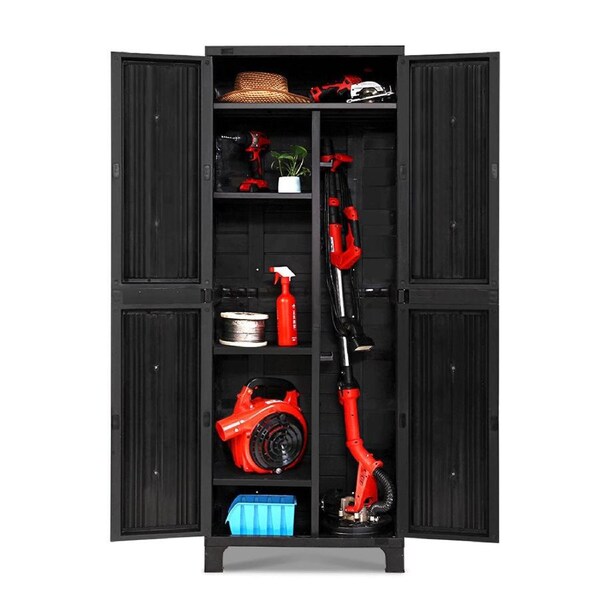 Lockable Tall Outdoor Storage Container Box Black - 173 CM